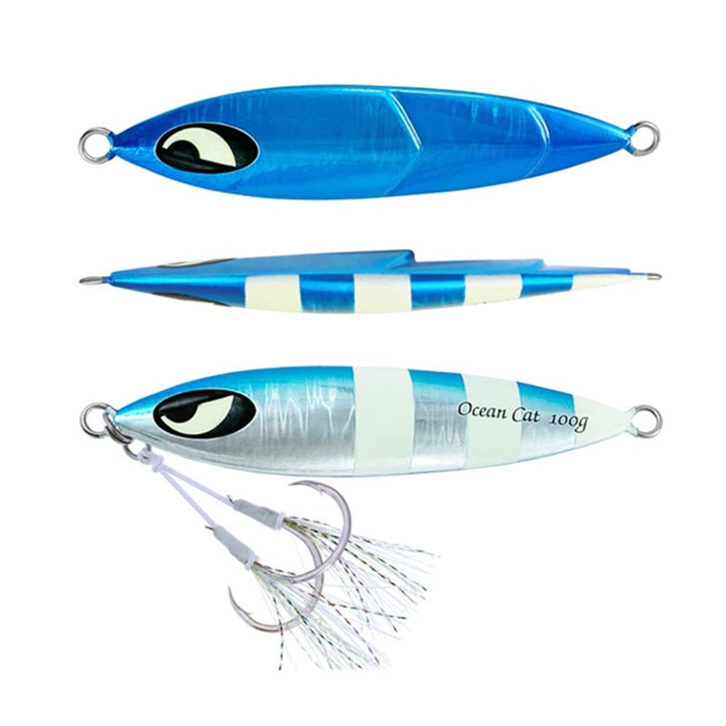 OCEAN CAT 1 PC Slow Fall Pitch Fishing Lures Sinking Lead Metal Flat Jigs Jigging Baits with Hook for Saltwater Fishing 100G/150G/200G/250G (60g, Silver) - Image 3